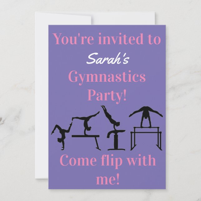 Personalized Gymnastics Birthday Party Invitation (Front)