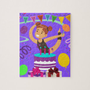 Personalized Gymnastics Birthday Party Jigsaw Puzzle