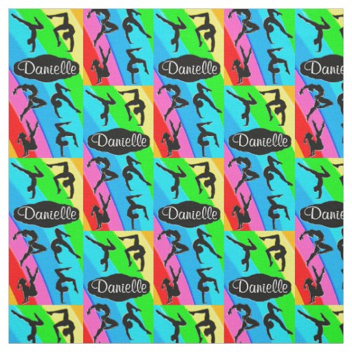 PERSONALIZED GYMNASTICS CHAMPION RAINBOW FABRIC