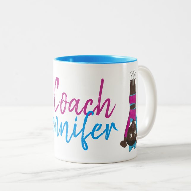 Personalized Gymnastics Coach Dance Teacher Acro Two-Tone Coffee Mug (Front Right)