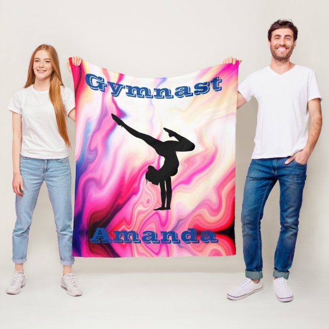 Personalized Gymnastics Fleece Blanket for Girls (In Situ)