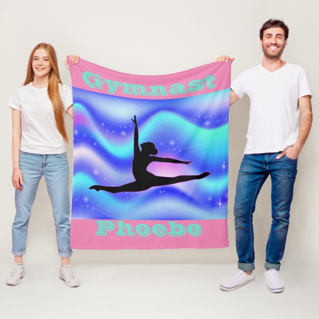 Personalized Gymnastics Fleece Blanket for Girls (In Situ)