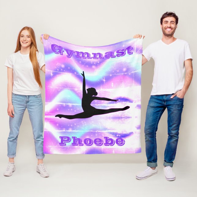 Personalized Gymnastics Fleece Blanket for Girls (In Situ)