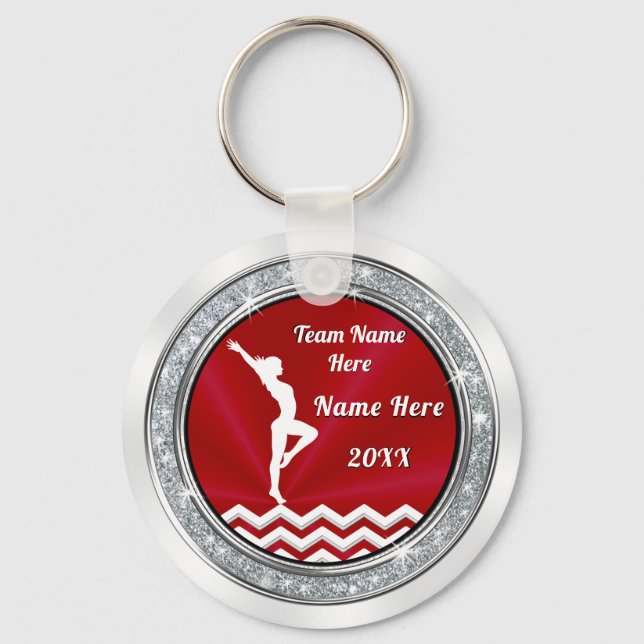Personalized, Gymnastics Gifts for Girls, 2 Sided  Keychain (Front)