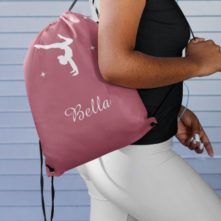 Personalized Gymnastics Girl Drawstring Bag