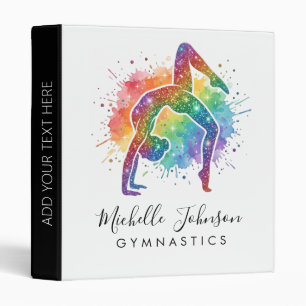 Personalized Gymnastics Glitter 3 Ring Binder