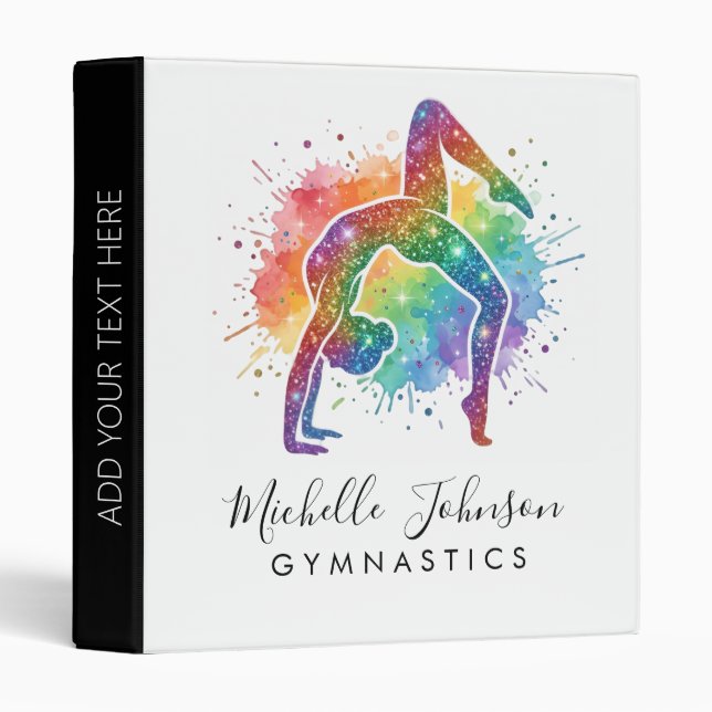Personalized Gymnastics Glitter  3 Ring Binder (Front/Spine)