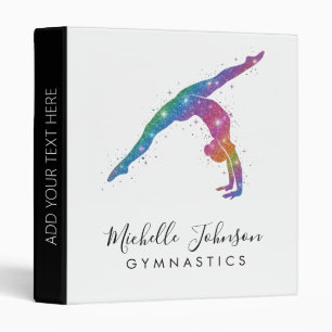 Personalized Gymnastics Glitter 3 Ring Binder