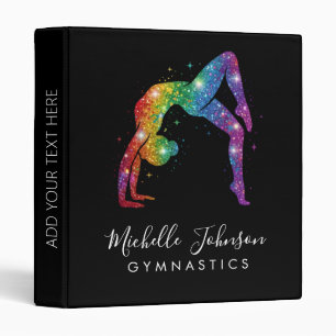 Personalized Gymnastics Glitter 3 Ring Binder