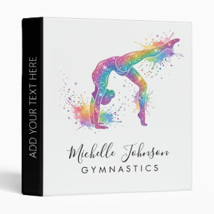 Personalized Gymnastics Glitter 3 Ring Binder
