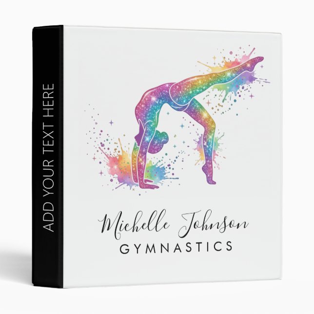 Personalized Gymnastics Glitter  3 Ring Binder (Front/Spine)