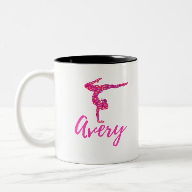 Personalized Gymnastics Gymnast Name Avery Two-Tone Coffee Mug (Left)