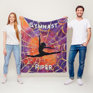 Personalized Gymnastics Halloween Spiderweb Fleece Blanket