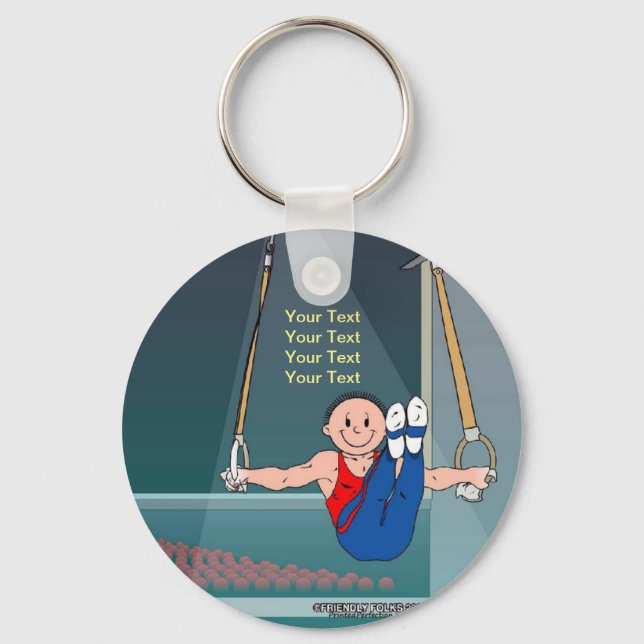 Personalized Gymnastics - Male Cartoon Keychain (Front)