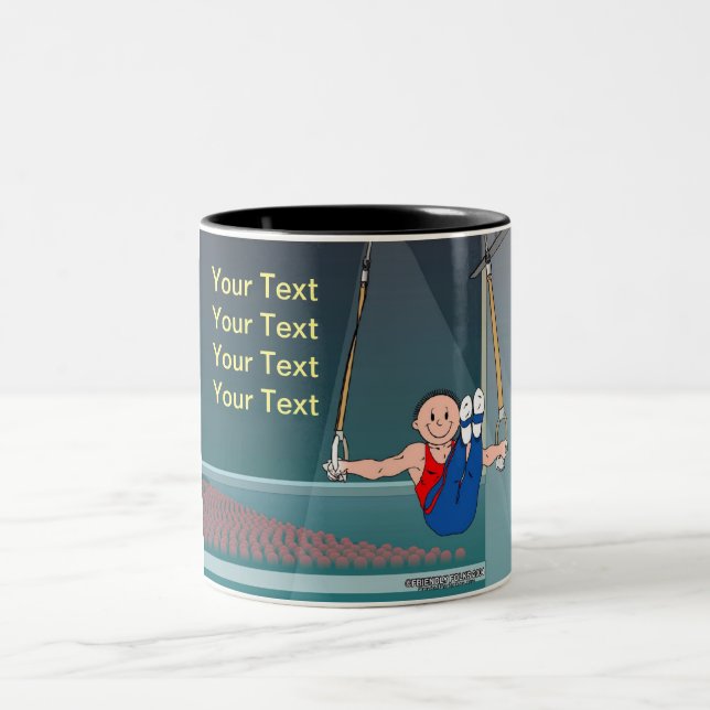 Personalized Gymnastics - Male Cartoon  Two-Tone Coffee Mug (Center)