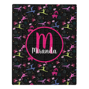 Personalized Gymnastics Monogram Custom Name Jigsaw Puzzle