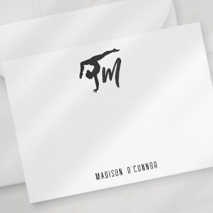 Personalized Gymnastics Monogram Initial Note Card