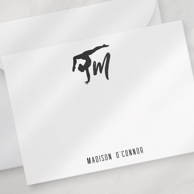 Personalized Gymnastics Monogram Initial  Note Card (Creator Uploaded)