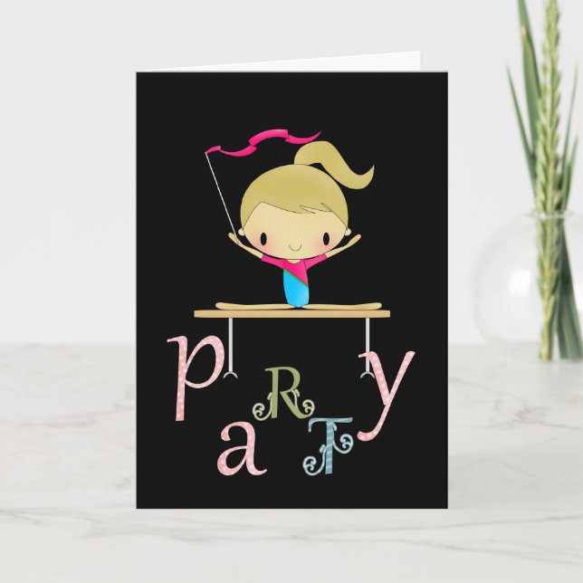 Personalized gymnastics party cards (Front)