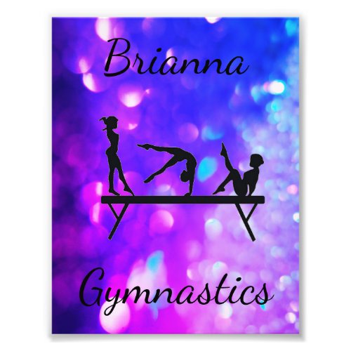 PERSONALIZED GYMNASTICS PURPLE BLUE GRADIENT  PHOTO PRINT