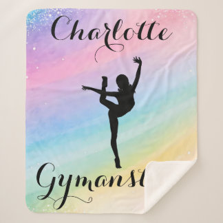 Personalized Gymnastics Rainbow Gradient Sherpa Blanket