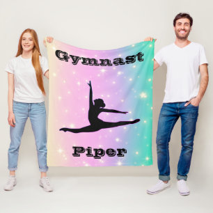 Personalized Gymnastics Rainbow Swirl Fleece Blanket