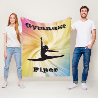 Personalized Gymnastics Rainbow Swirl Fleece Blanket
