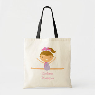 Personalized gymnastics reusable canvas tote bag
