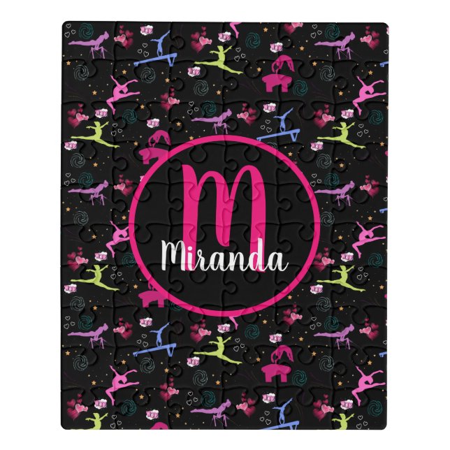 Personalized Gymnastics Silhouettes Custom  Jigsaw Puzzle (Puzzle Vertical)