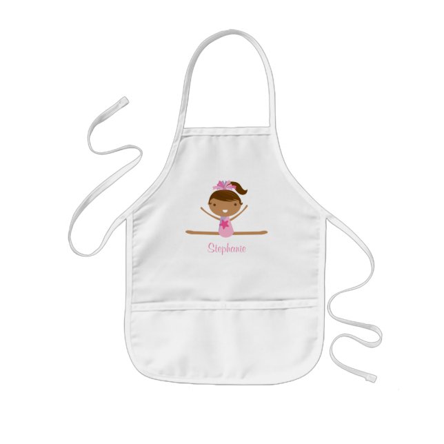 Personalized gymnastics split girl's kids apron (Front)
