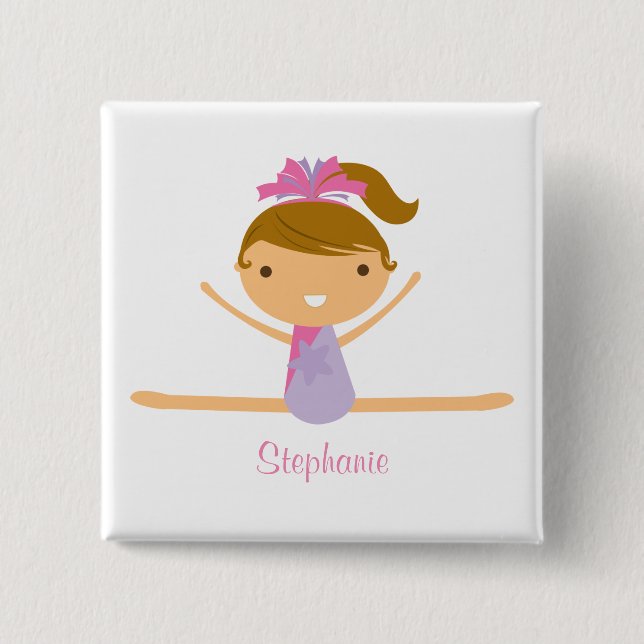 Personalized gymnastics split girl's kids button (Front)