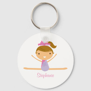 Personalized gymnastics split girls kids keychain