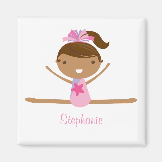 Personalized gymnastics split girl's kids magnet (Front)