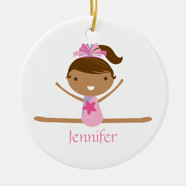 Personalized gymnastics split girl's kids ornament (Front)