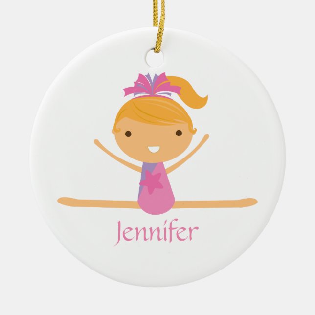 Personalized gymnastics split girl's kids ornament (Front)