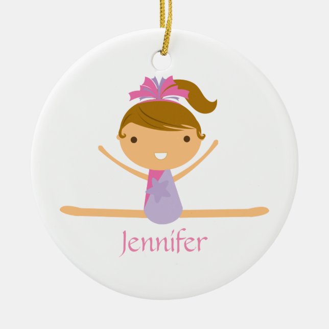 Personalized gymnastics split girl's kids ornament (Front)