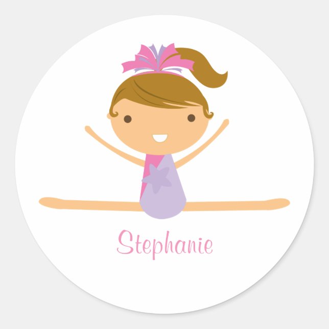 Personalized gymnastics split girl's kids stickers (Front)