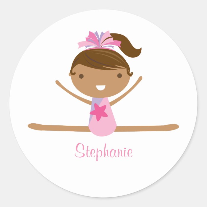 Personalized gymnastics split girl's kids stickers