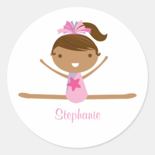 Personalized gymnastics split girl's kids stickers