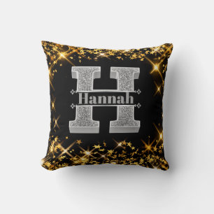 Personalized H Initial Silver Monogram Your Name Throw Pillow