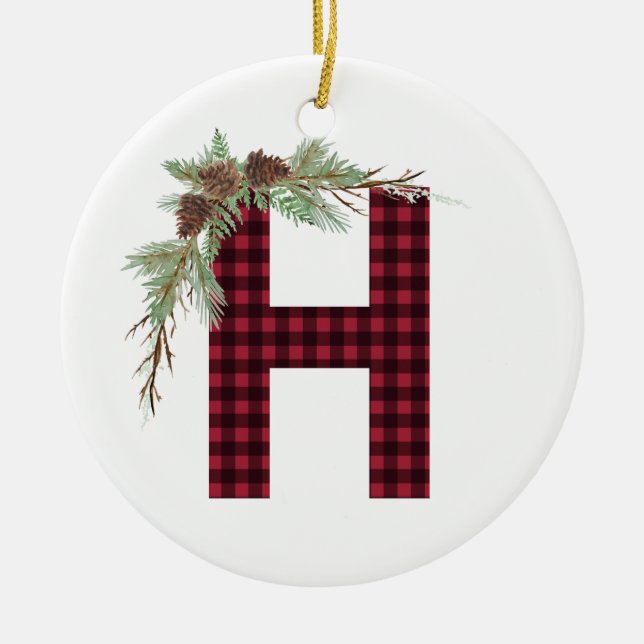 Personalized H Monogram Ornament (Front)