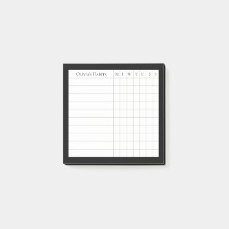 Personalized Habit Tracker in Black and White Post-it Notes