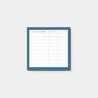Personalized Habit Tracker in Ocean Blue Post-it Notes