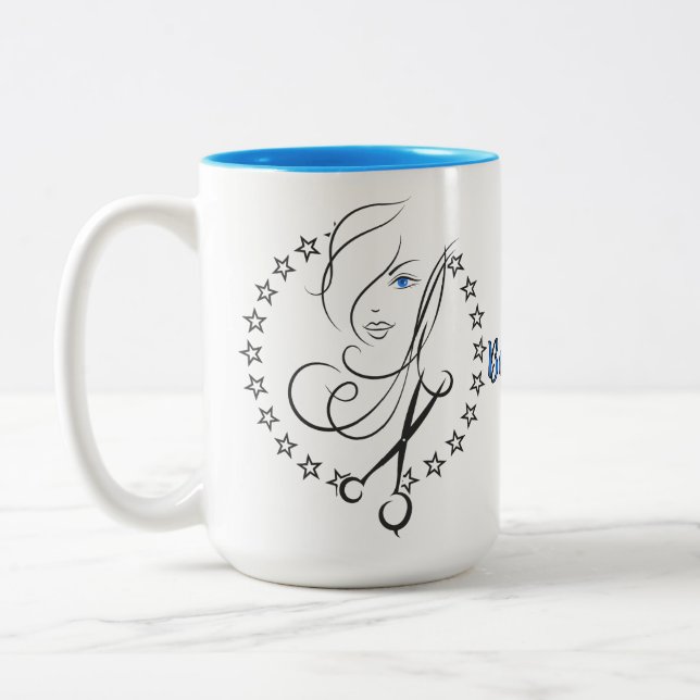 Personalized Hair Beautician  Two-Tone Coffee Mug (Left)