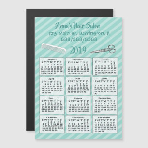 Personalized Hair Salon Mini Calendar Magnet 2019