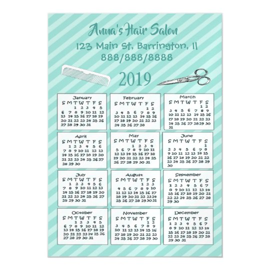 Personalized Hair Salon Mini Calendar Magnet 2019 | Zazzle.com