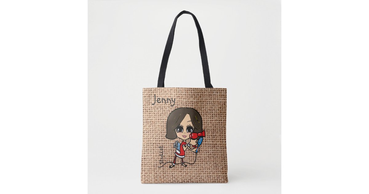 Personalized Hair Stylist Bag Caricature Brunette Zazzle Com