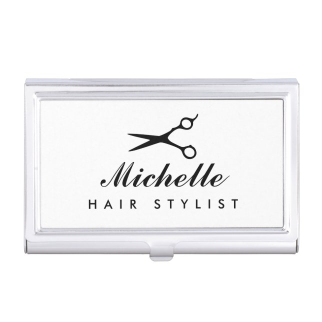 Personalized hair stylist business card case (Front)