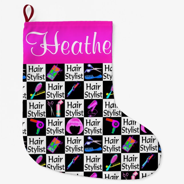 PERSONALIZED HAIR STYLIST CHRISTMAS STOCKING (Front)