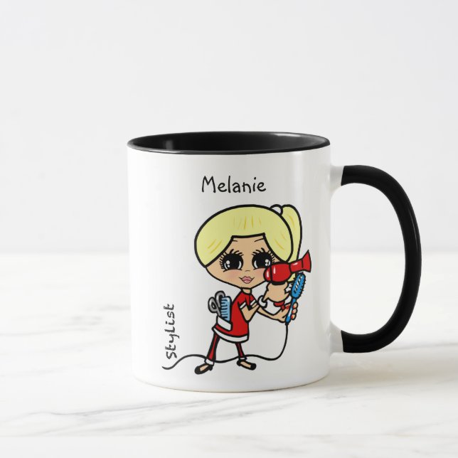 Personalized Hair Stylist Mug Caricature Blonde (Right)